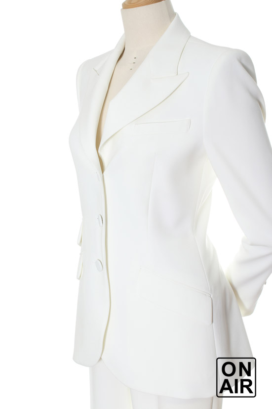 온에어 jacket White Collar Three Button Jacket & Boot Cut Slacks Set